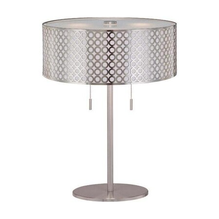Lite Source Steel 2 Light Table Lamp With Net Metal Shade With LS-21519PS